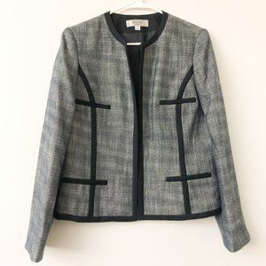 Kasper Blazer Denim Tweed  Outline Trim  Size 10
